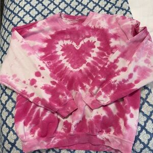 Pink Tie-Dye Heart Sweatshirt